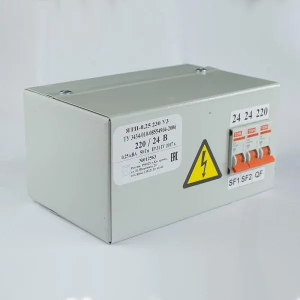 Ящик с понижающим трансформатором ЯТП 0.25 220/42В (3 авт. выкл.) IP31 UNEL - Фото 3