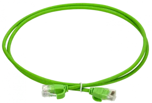 ITK Коммутационный шнур кат.6 UTP LSZH 1м slim колпачок с язычком зеленый PC02-C06UL-1M-SL-WT
