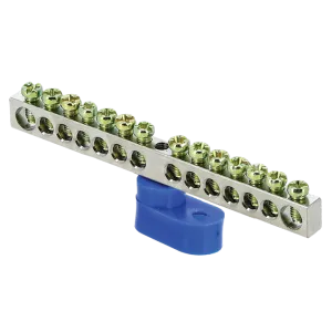 Шина "0" N (6x9мм) 14 отв. цинк синий угловой изолятор EKF 