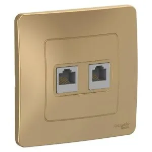 Розетка компьютерная + телефонная 2-м СП Blanca RJ45 кат.5E + RJ11 титан SE BLNIS045114 1210363