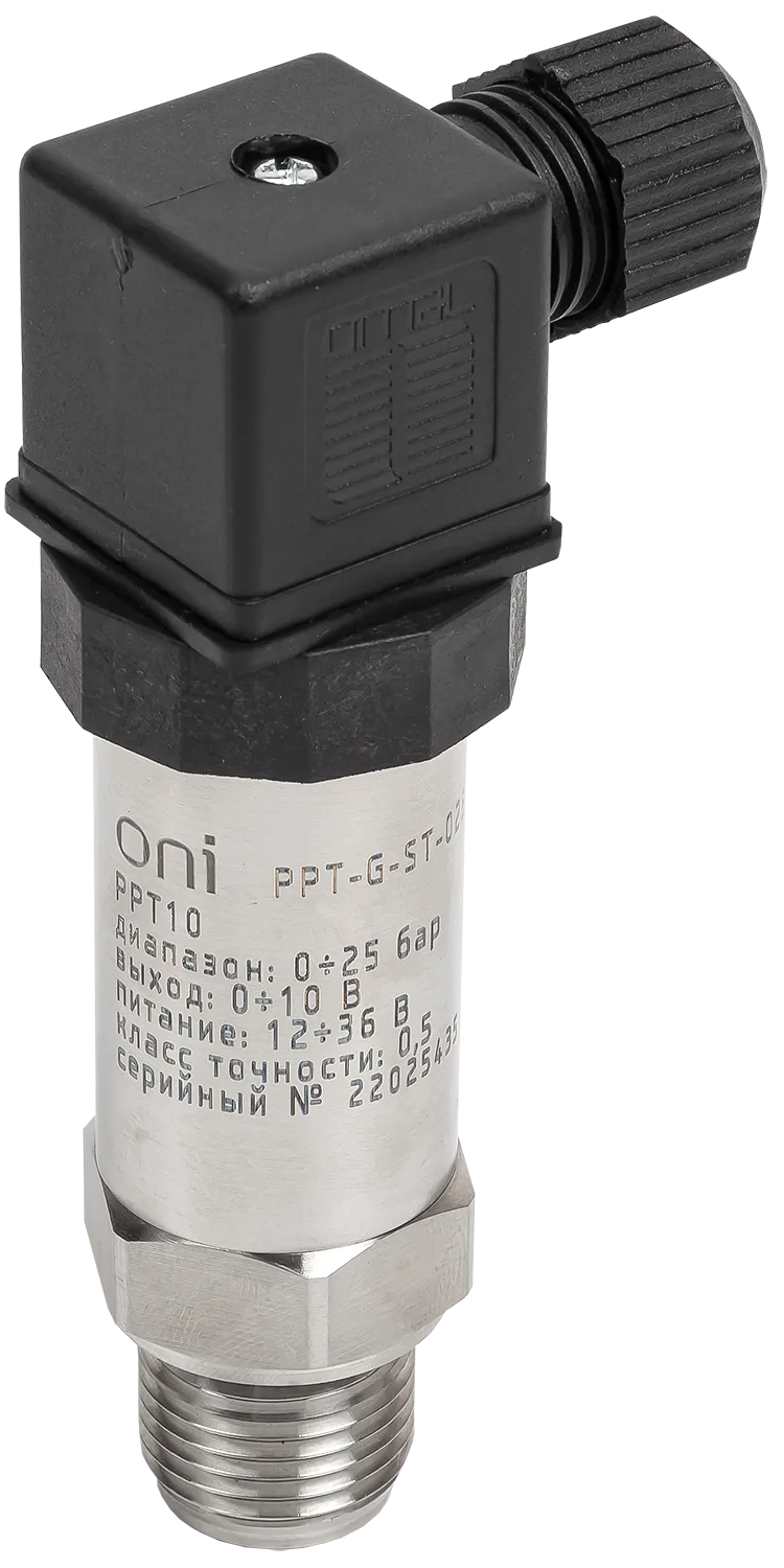 Преобразователь избыточного давления PPT10 0,5% 0-25Бар 0-10В G1/2 DIN43650 ONI PPT-G-ST-025-0-10-2-2