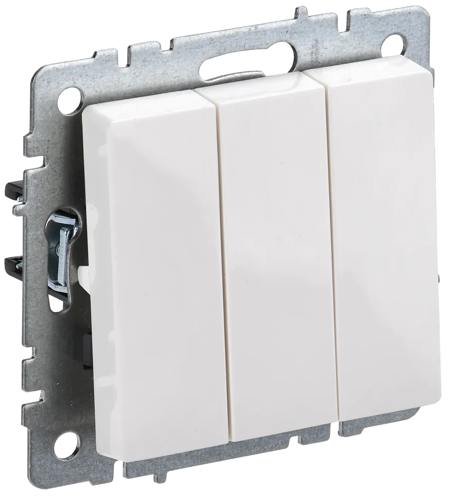 BRITE Выключатель 3-клавишный 10А ВС10-3-0-БрБ белый IEK BR-V30-0-10-K01