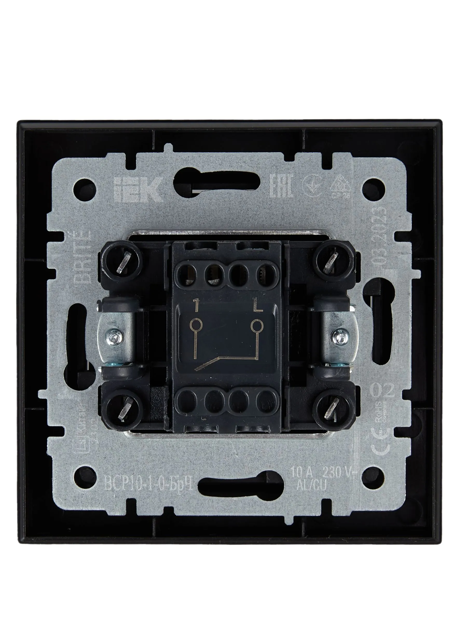BRITE Выключатель 1-клавишный 10А в сборе ВСР10-1-0-БрЧ черный IEK - Фото 7