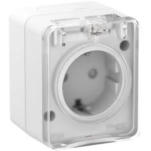 Розетка 1-м ОП AtlasDesign Profi54 16А IP54 250В с заземл. защ. шторки бел. SE ATN540145 1616133
