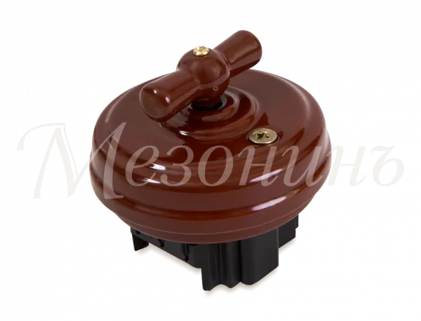 Выключатель ретро фарфоровый поворотный на 4 положения (D70x35,10А,250В,IP20, без подъемной рамки