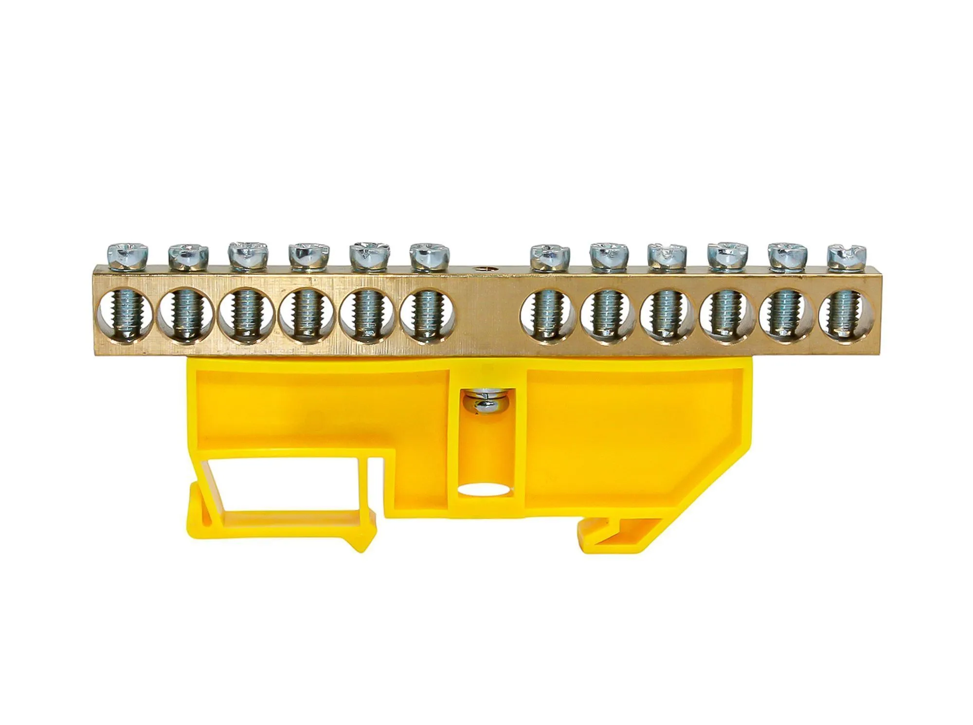 Шина PE "земля" на DIN-изоляторе ЖЕЛТЫЙ 8х12-12 - Фото 2