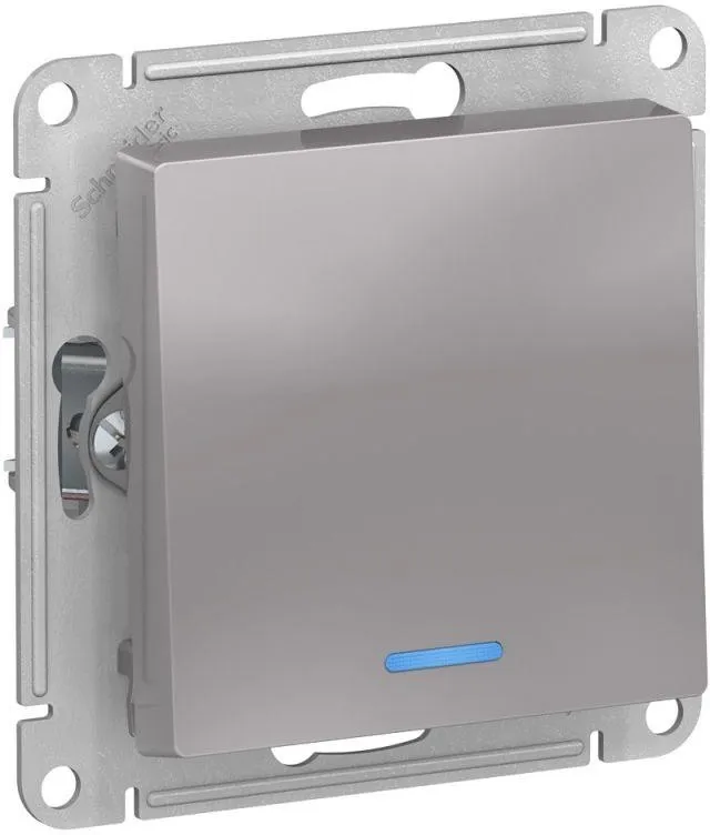 Выключатель 1-кл. СП AtlasDesign 10А IP20 (сх. 1а) 10AX с подсветкой механизм алюм. SE ATN000313