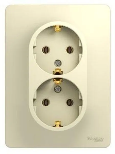 Розетка 2-м СП Glossa 16А IP20 с заземл. в сборе беж. SE GSL000224