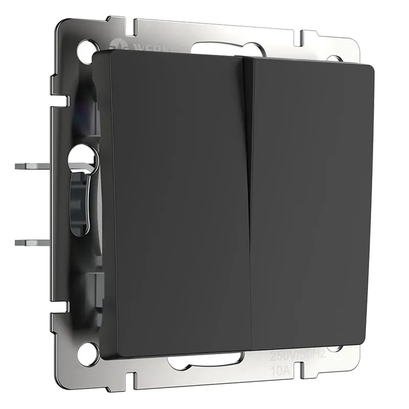 Выключатель двухклавишный (черный матовый) Werkel