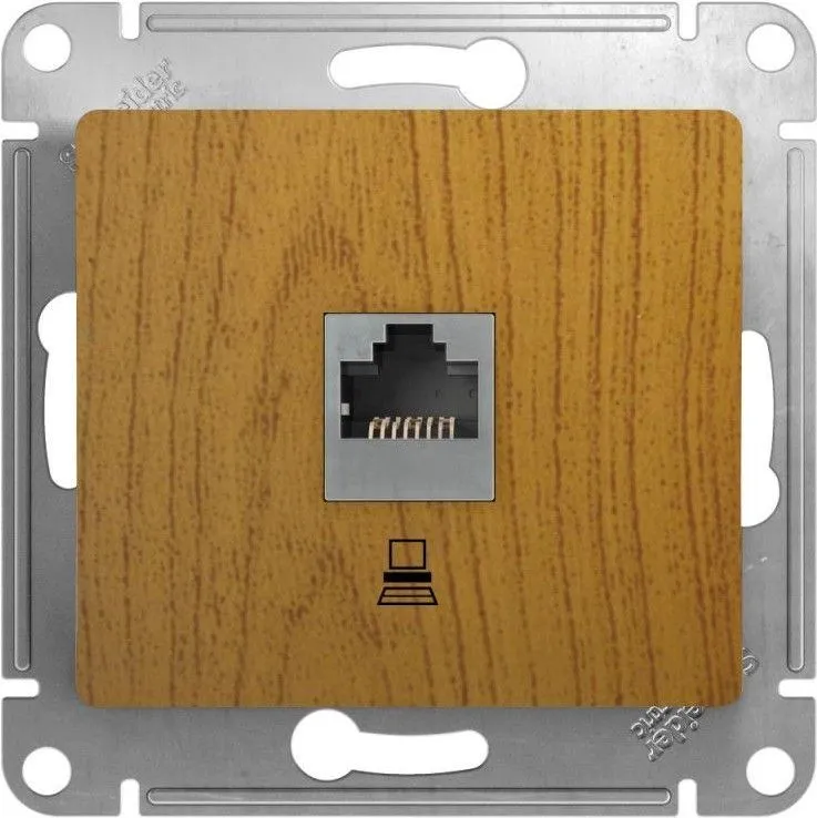 Розетка компьютерная 1-м СП Glossa RJ45 кат.5E механизм дерево дуб SE GSL000581K