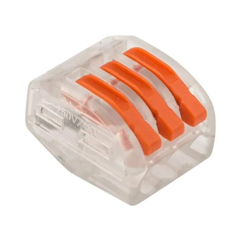 Универсальная клемма СМК 222-413, 3-проводная прозрачная 0,08-2,5/4 мм² (50 шт./уп.) REXANT 