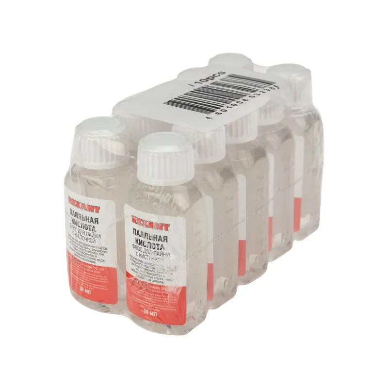 Флюс для пайки, ПАЯЛЬНАЯ КИСЛОТА, 30мл, с кисточкой, флакон REXANT - Фото 5