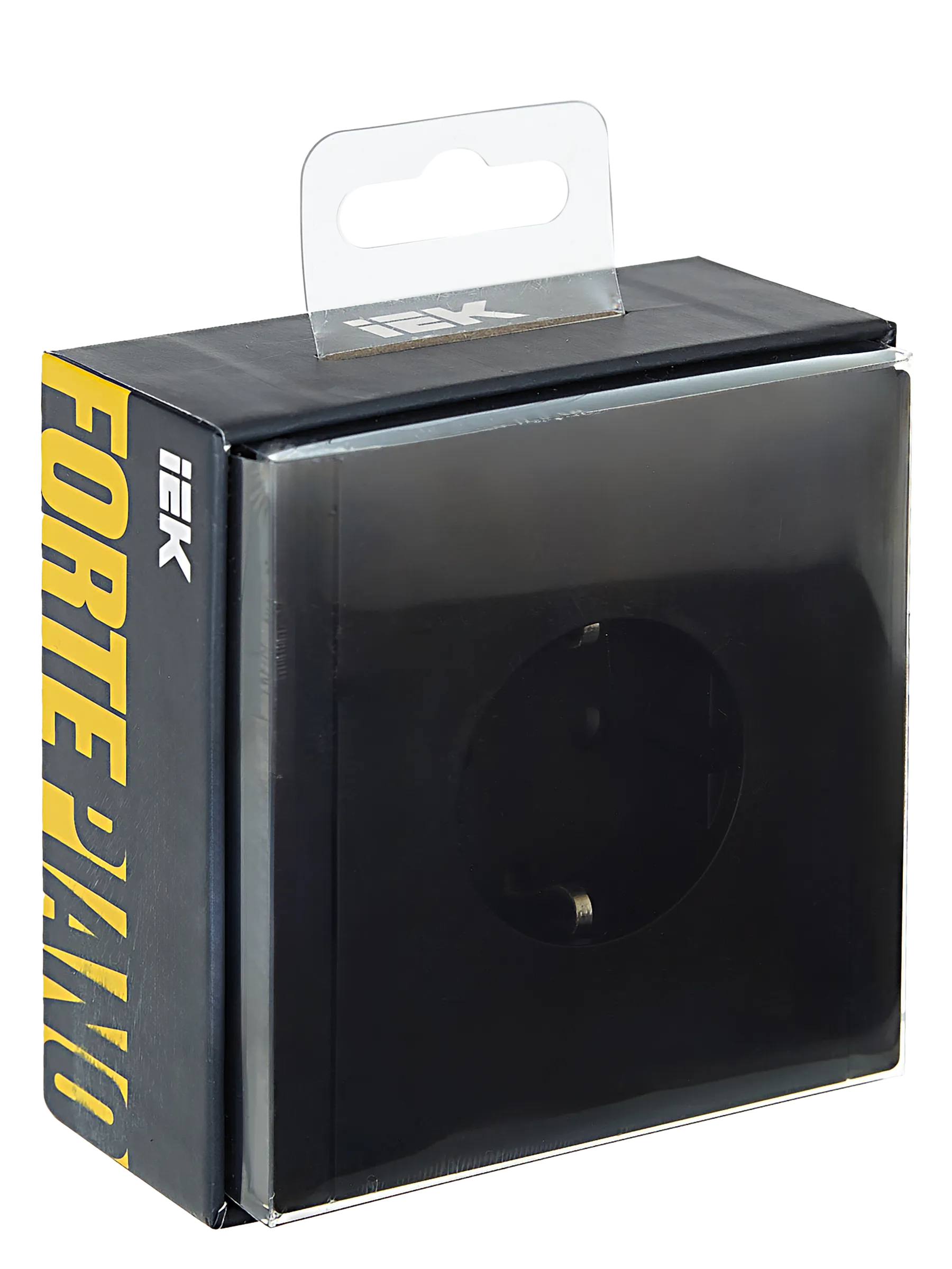 FORTE&PIANO Розетка 1-местная с заземлением с защитными шторками безвинтовое крепление 16А FP113 черный IEK - Фото 2