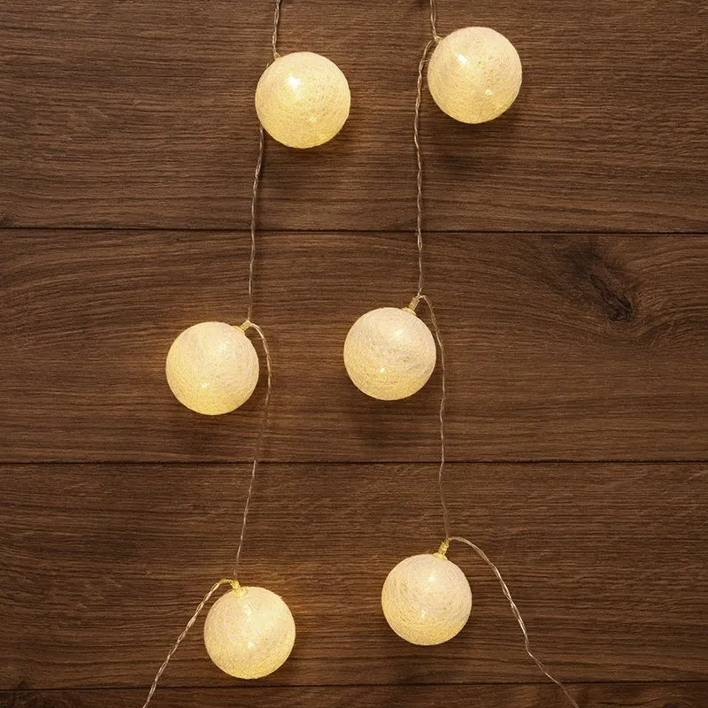 Тайские фонарики Пломбир 1.5 м, 10 LED, прозрачный ПВХ, цвет свечения теплый белый, 2 х АА (батарейки не в комплекте) NEON-NIGHT 303-077