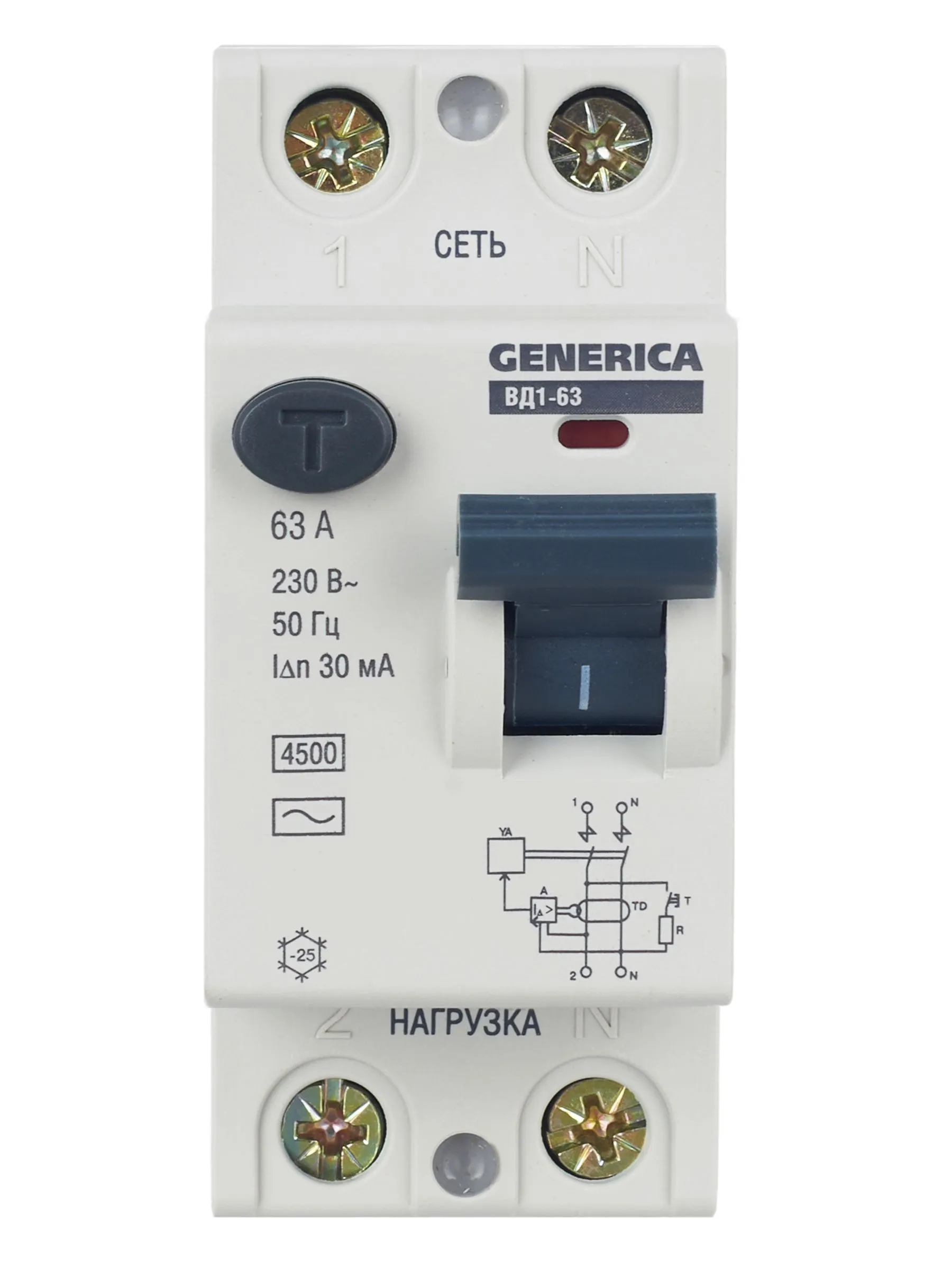 Выключатель дифференциальный (УЗО) ВД1-63 2Р 63А 30мА GENERICA - Фото 12