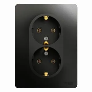 Розетка 2-м Glossa 16А с заземл. в сборе антрацит SE GSL000724 400340