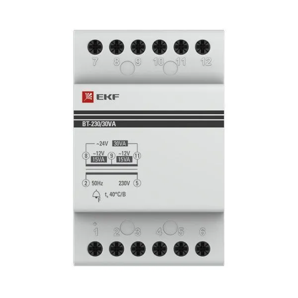 Трансформатор звонковый BT-230В/12-12В 30ВА EKF - Фото 2