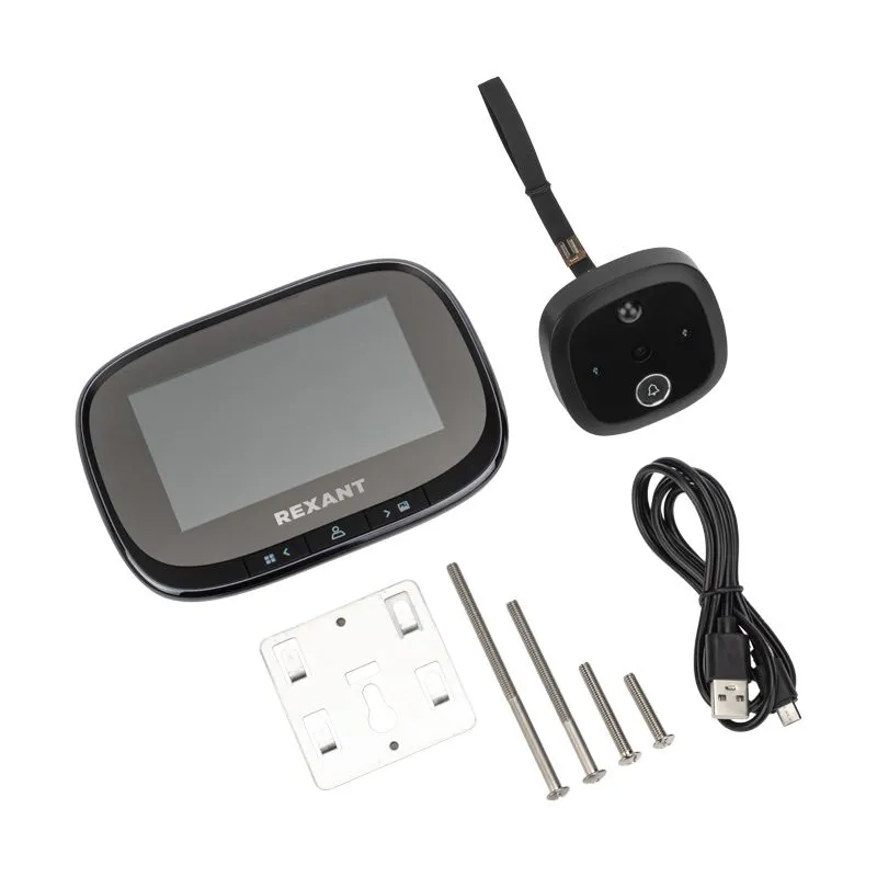 Видеоглазок дверной REXANT (DV-115) с цветным LCD-дисплеем 4.3" с функцией записи фото/видео по движению, встроенный звонок, ночной режим работы - Фото 2
