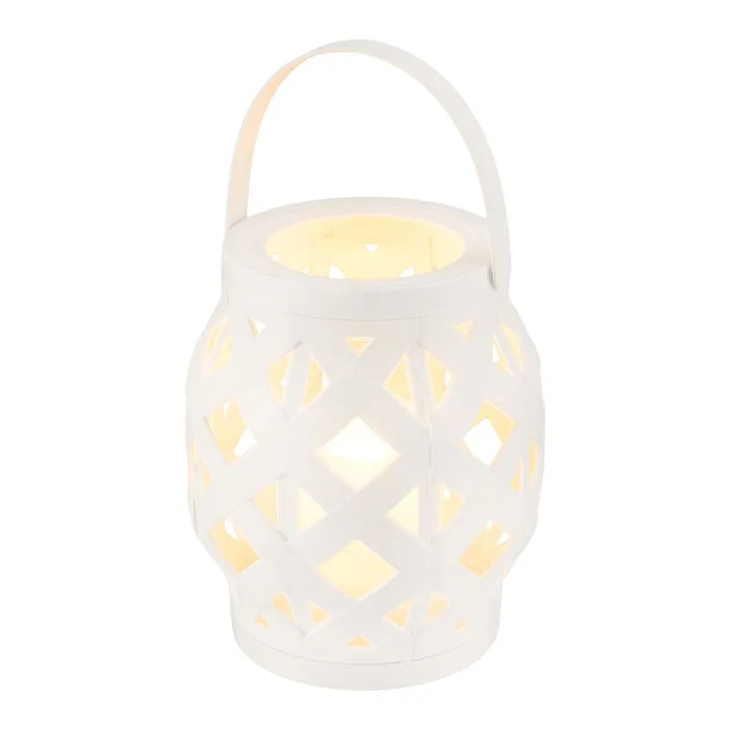 Декоративный фонарь со свечкой, плетеный корпус, белый, размер 14х14х16,5 см, цвет теплый белый - Фото 4