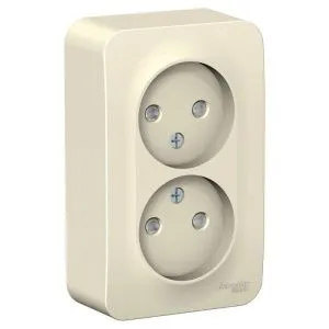 Розетка 2-м ОП Blanca 16А IP20 250В без заземл. защ. шторки с изолир. пластиной молоч. SE BLNRA001212 1210513