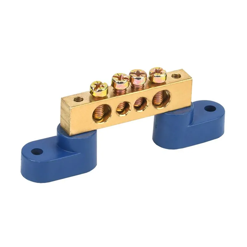 Шина «N» нулевая 8х12мм на двух угловых синих изоляторах 4 группы REXANT 11-2331