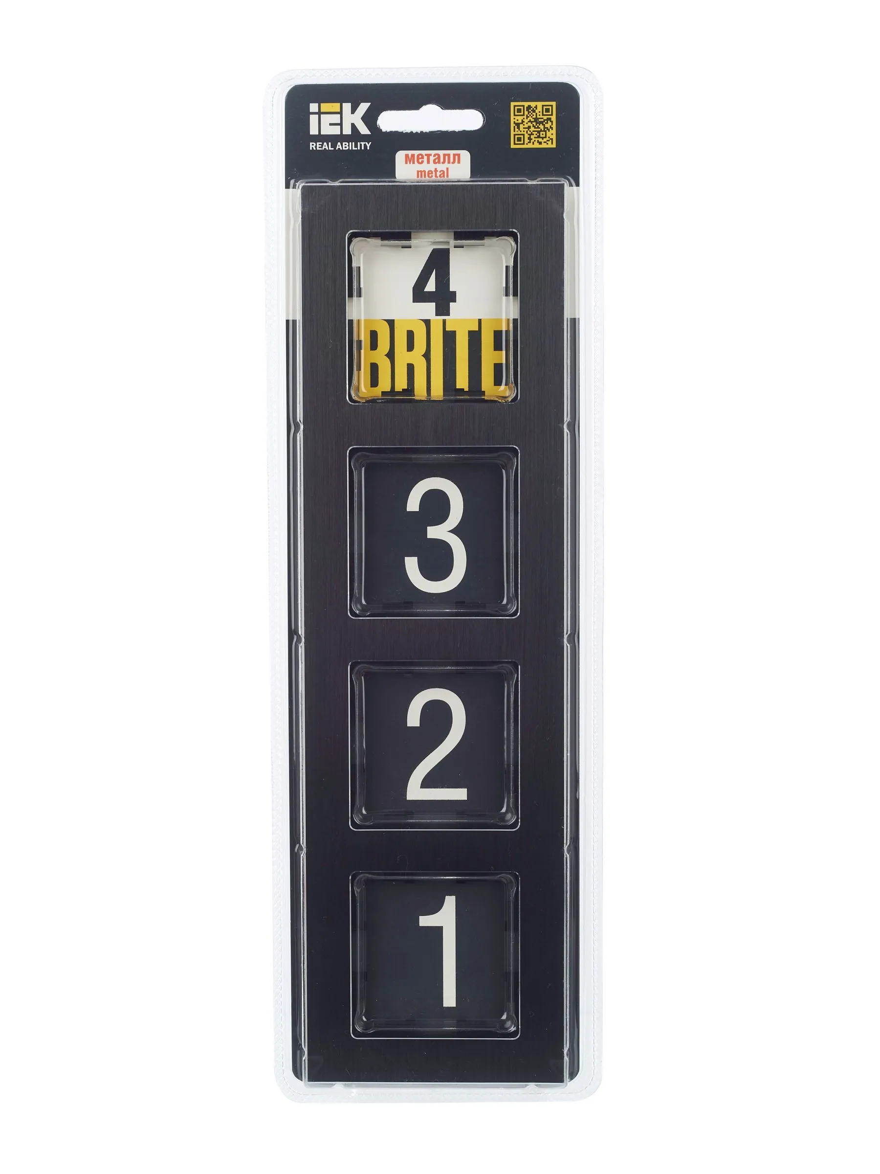 BRITE Рамка 4 -местная РУ-4-1-БрЧ металл черный IEK - Фото 7