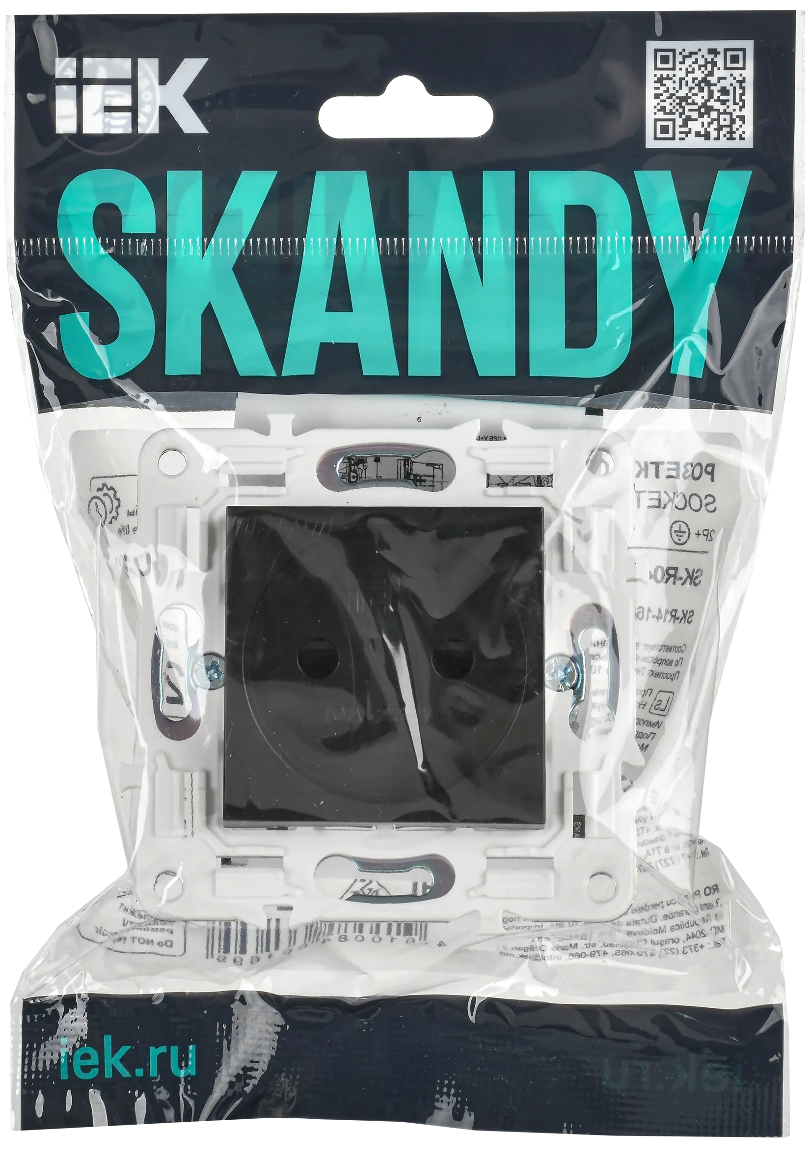 SKANDY Розетка без заземления с защитными шторками 10А SK-R01Bl черный IEK - Фото 2