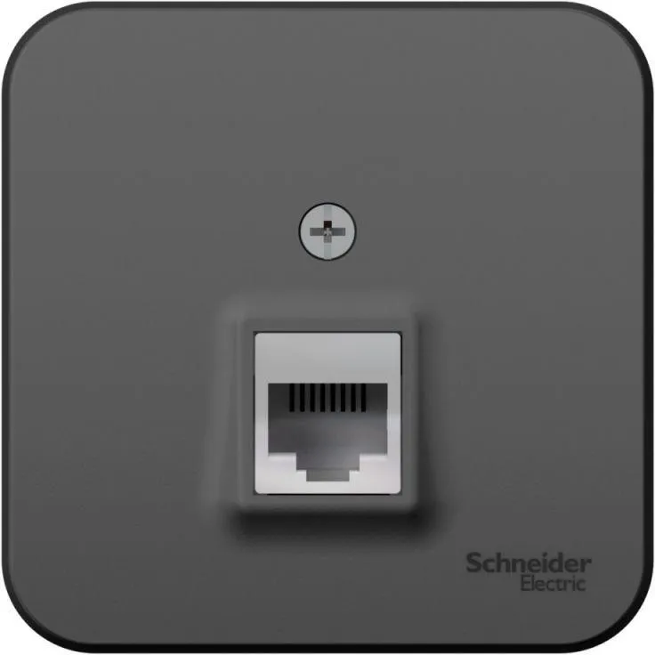 Розетка компьютерная 1-м ОП Blanca RJ45 кат.5E с изолир. пластиной антрацит SE BLNIA045006 - Фото 2