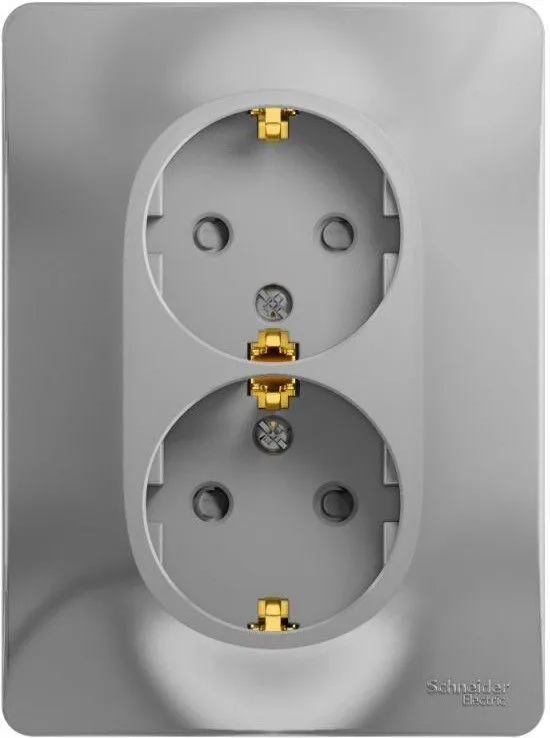 Розетка 2-м СП Glossa 16А IP20 с заземл. защ. шторки в сборе алюм. SE GSL000326