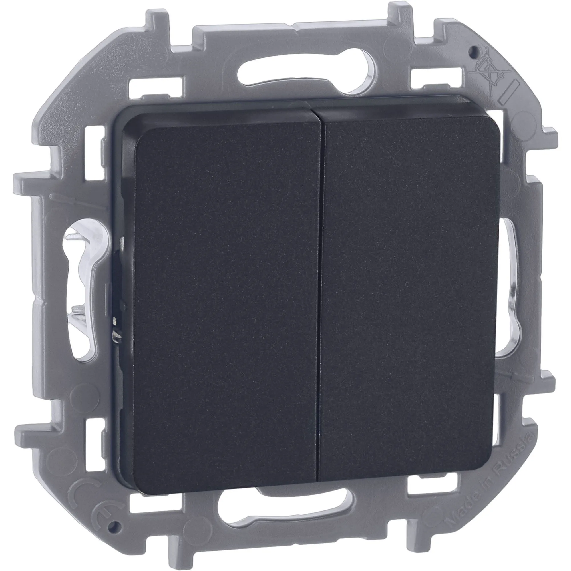 INSPIRIA Выключатель 2-клавишный схема 5 10АХ безвинтовые зажимы антрацит