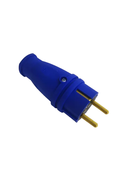 Вилка переносная прямая каучук В 16-001 (синий) с заземлением