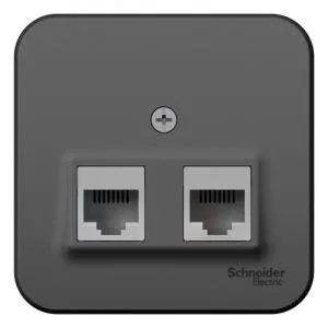 Розетка компьютерная 2-м ОП Blanca RJ45 кат.5E с изолир. пластиной антрацит SE BLNIA045456 1210647