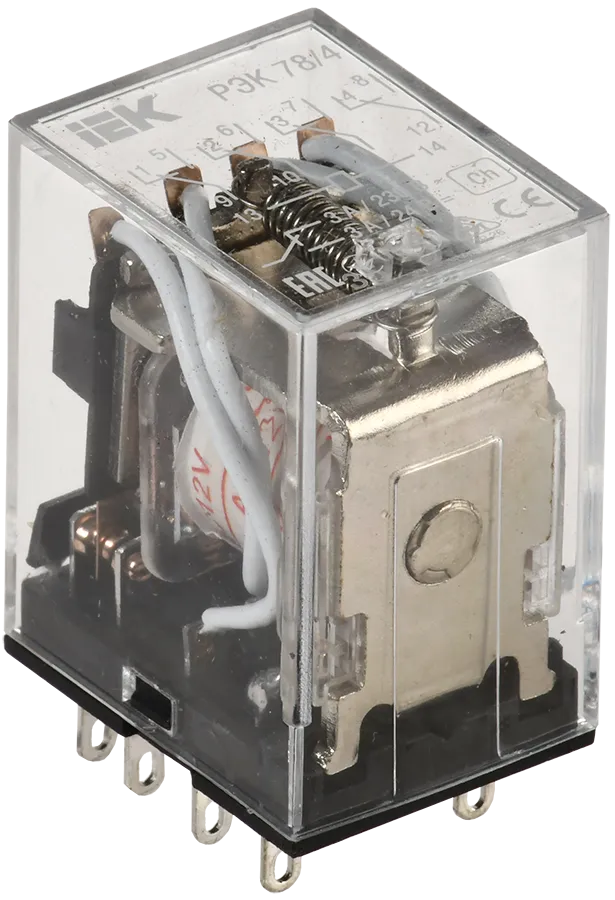 Реле РЭК78/4(MY4) с индикацией 3А 12В AC IEK
