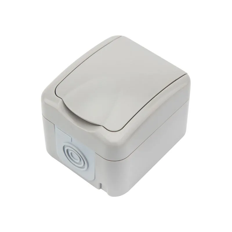 Розетка одноместная (керамика) Mini OG IP54 с/з, о/у, серая KRANZ KR-78-0815