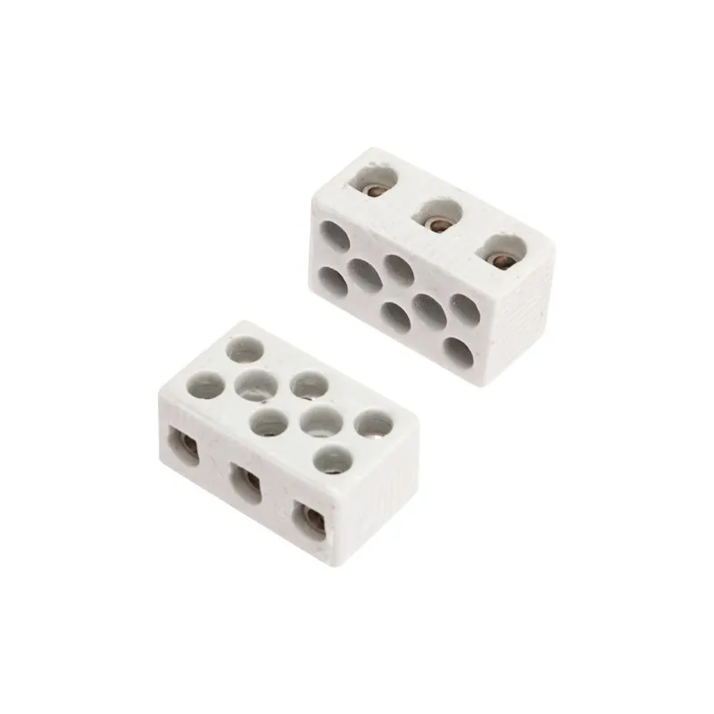 Клемма керамическая винтовая КВ 10 мм² 3 пары контактов с крепежным отверстием (84 шт./уп.) REXANT