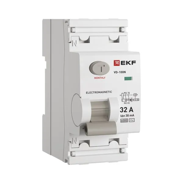 ВДТ ВД-100N 2P 32А 30мА AC эл-мех 6кА PROXIMA EKF E1026M3230