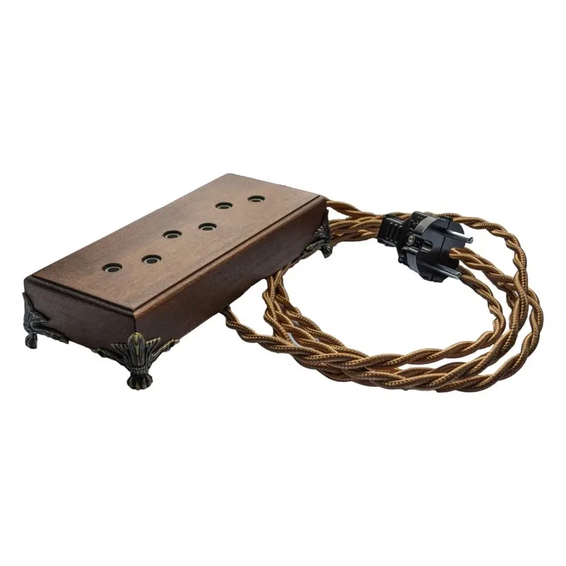 Удлинитель ретро "ALBERO" 3-м.,темный дуб, бронзовая ножка, витой провод