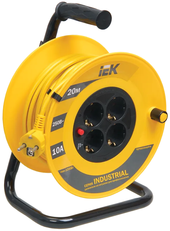 Катушка УК20 4 места с заземлением с термозащитой 3х1,0мм2 "Industrial" 20м IEK