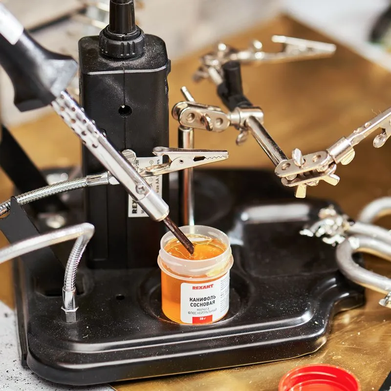 Канифоль сосновая, флюс НЕЙТРАЛЬНЫЙ, марка А, 20г, банка REXANT - Фото 4