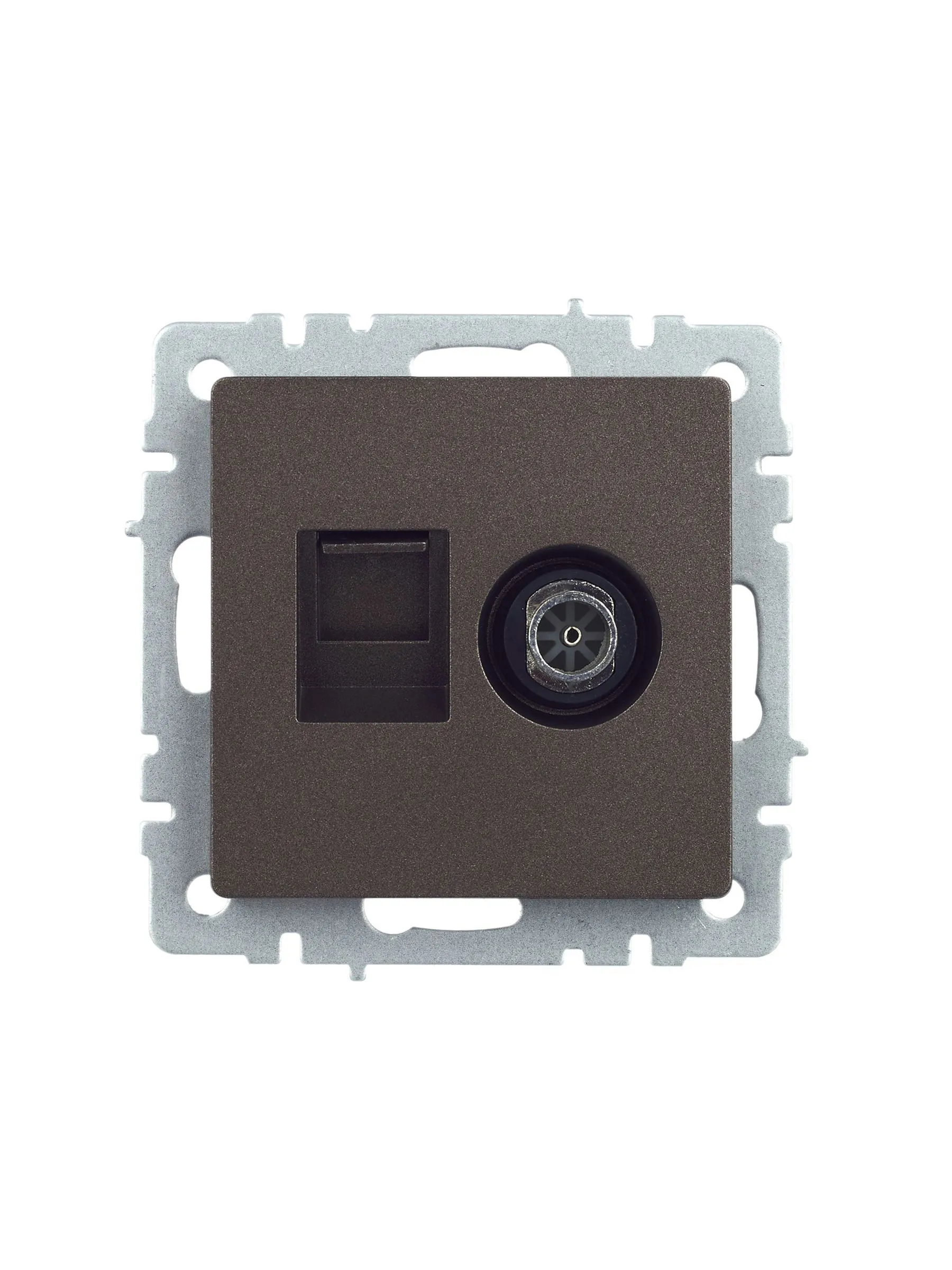 BRITE Розетка двойная TV+RJ45 кат.5E РТВ/РК12-БрТБ темная бронза IEK - Фото 3