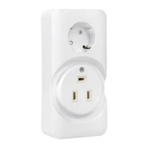 Розетка двойная (РШ/евро) 32А/16A 250В 2P+PE бел. EKF AS-250-32/16-O