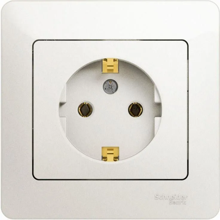 Розетка 1-м СП Glossa 16А IP20 с заземл. в сборе перламутр. SE GSL000642