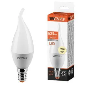 Лампа светодиодная "Свеча на ветру-CD37" 7.5Вт 450лм 3000К Е14 (50шт/уп) WOLTA 25YCD7.5E14