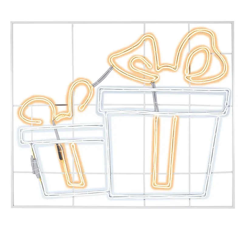 Фигура световая Подарки из гибкого неона 120х120 см, 1680 LED, цвет свечения теплый белый/белый NEON