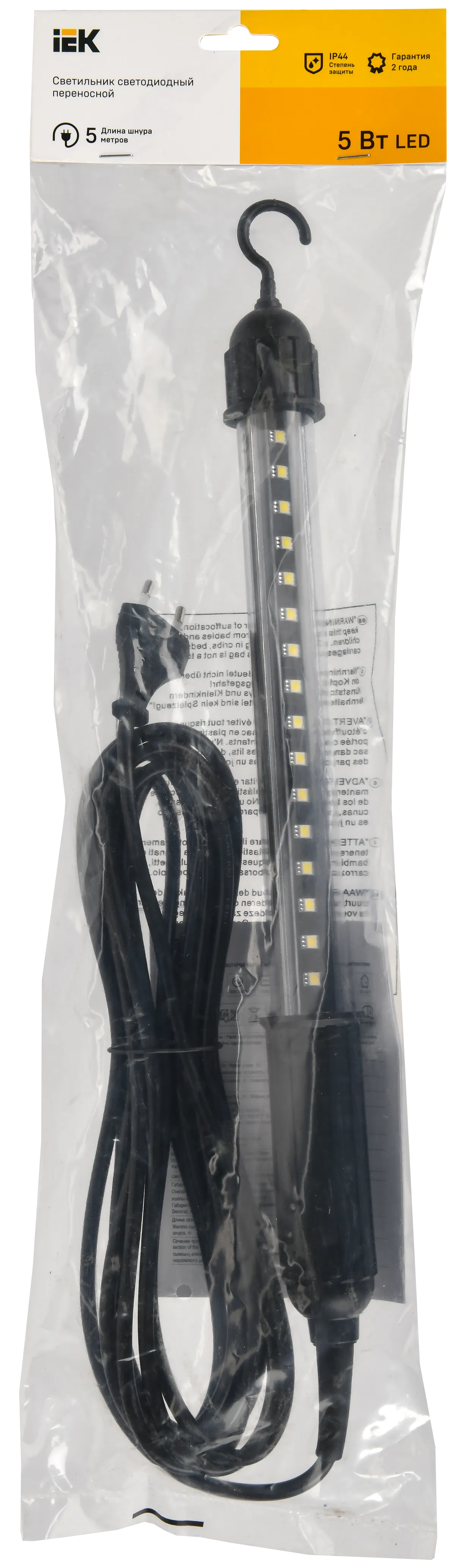 Светильник светодиодный переносной ДРО 2060 IP44 шнур 5м черный IEK