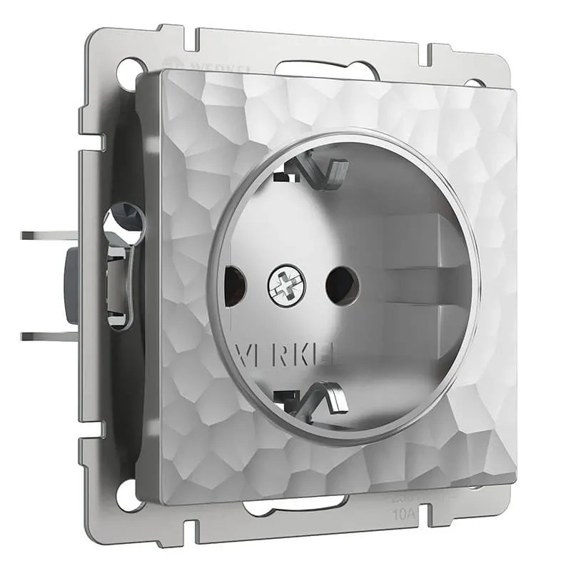 Розетка с заземлением (hammer серебряный) Werkel