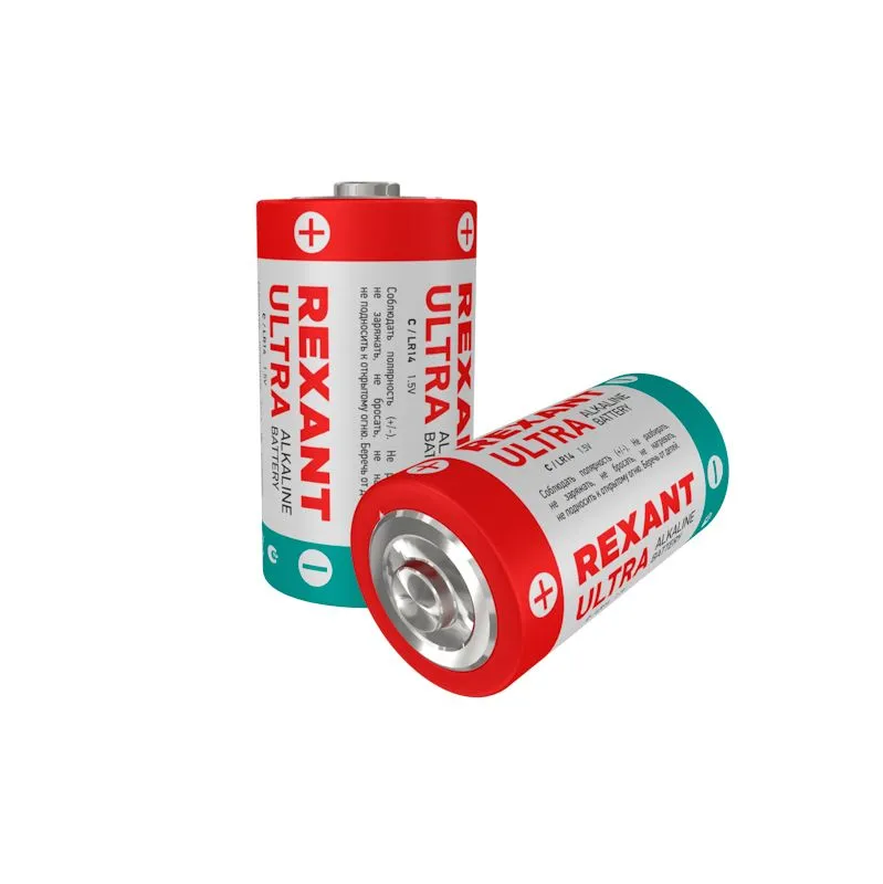 Батарейка алкалиновая С/LR14, 1,5В, 2 шт, блистер REXANT - Фото 3