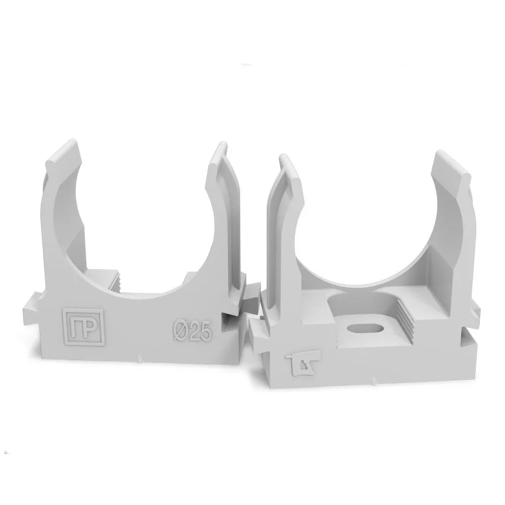 Крепеж-клипса для труб атмосферостойкая для монтажного пистолета серая в п/э d25 мм (100шт/700шт уп/ PR13.0403