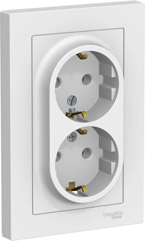 Розетка 2-м СП AtlasDesign 16А IP20 с заземл. в сборе бел. SE ATN000124