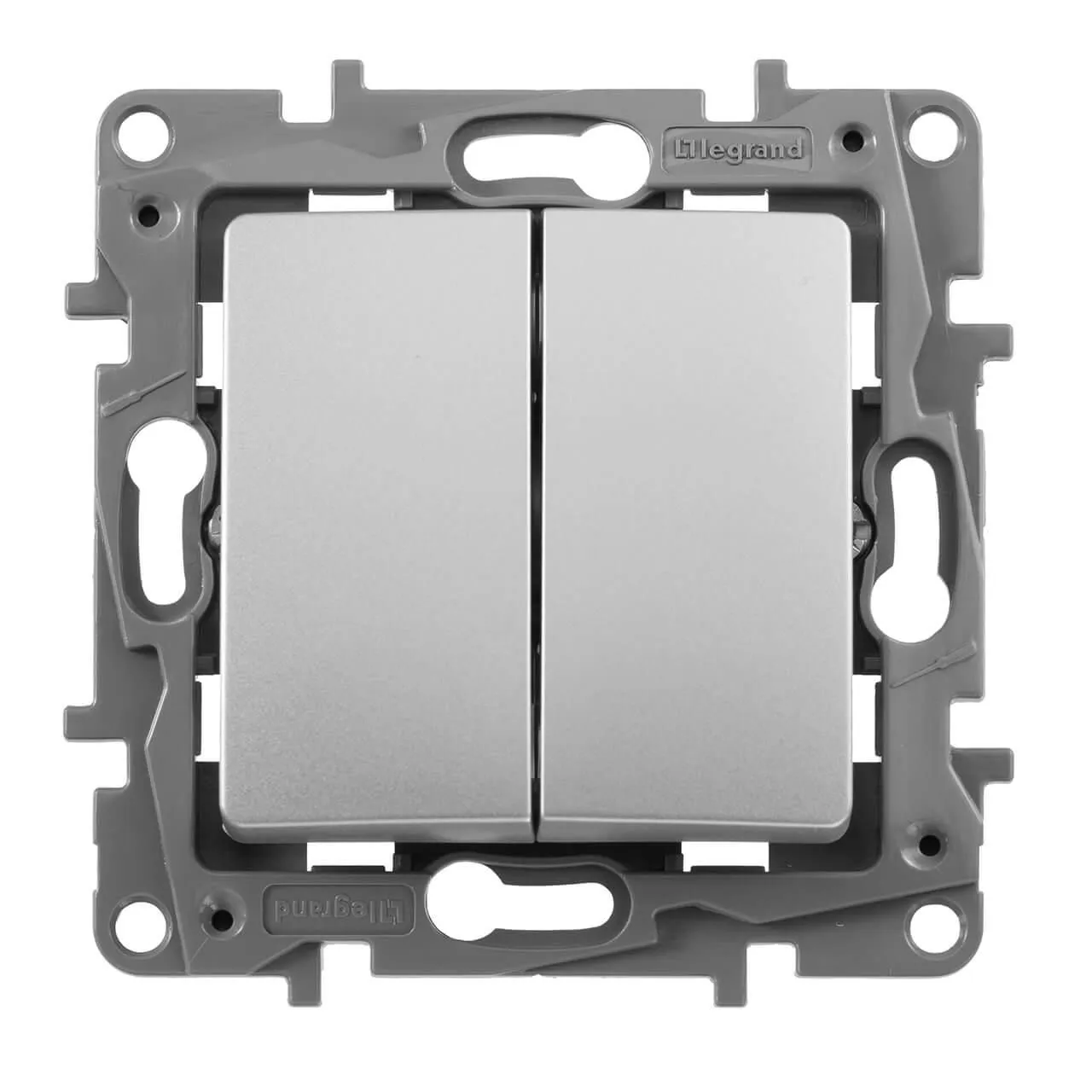 ETIKA Выключатель 2-клавишный схема 5 10АХ безвинтовые зажимы алюминий - Фото 4